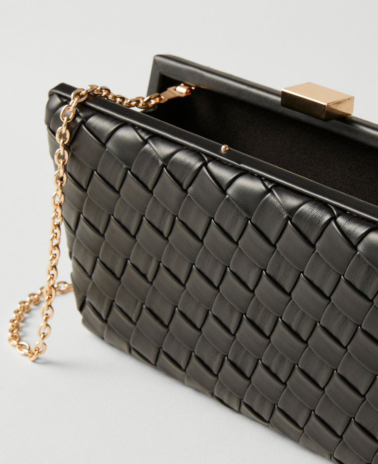 Woven Leather Hard Clutch