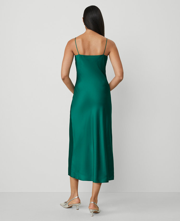 Petite Satin Cowl-Neck Slip Dress