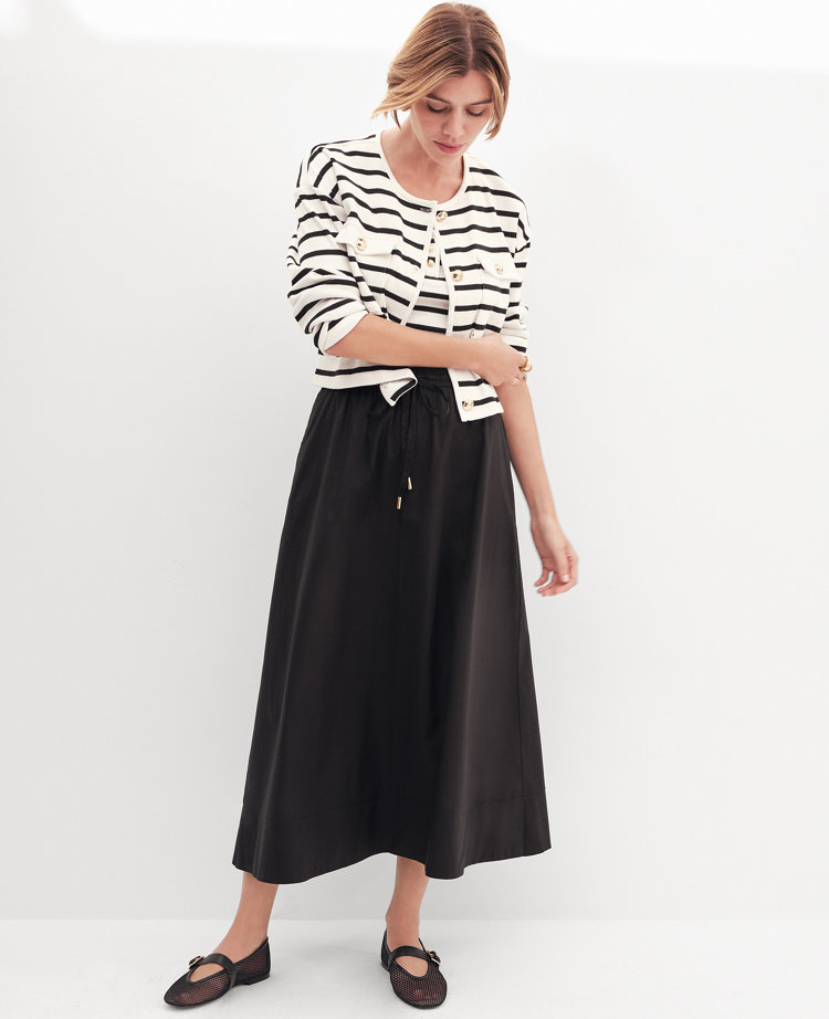 Voile Drawstring Midi Skirt