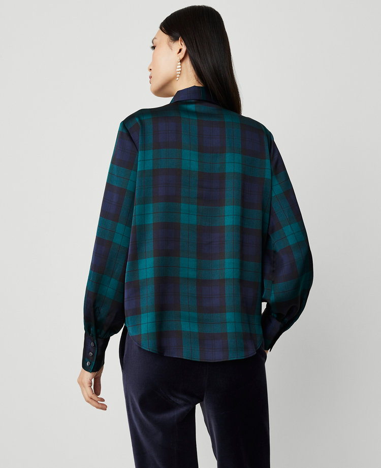 Tartan Tie Neck Blouse