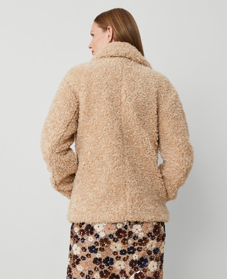 Faux Fur Double-Breasted Coat