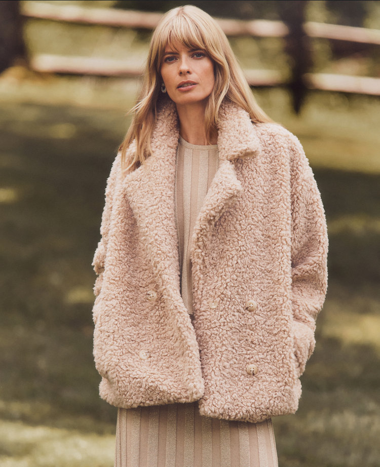 Faux Fur Double-Breasted Coat