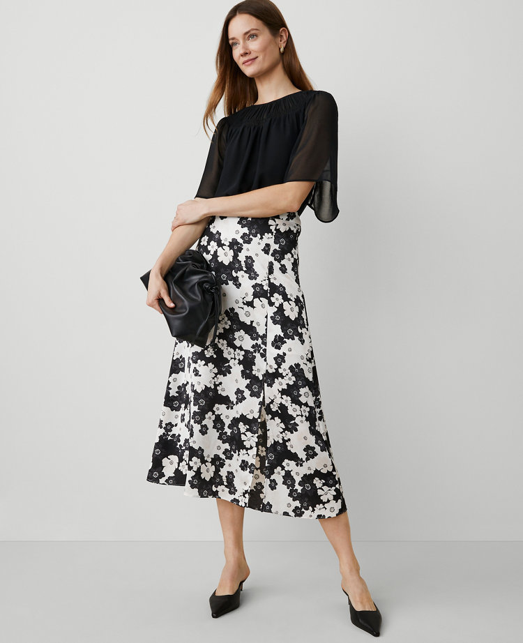 Floral Satin Maxi Skirt