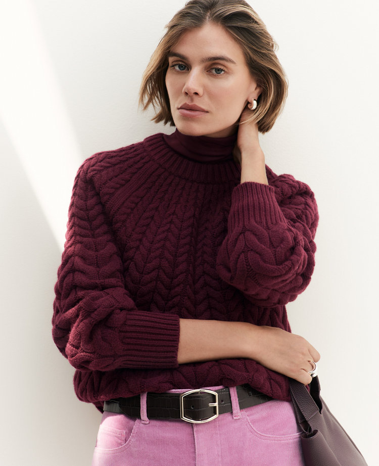 Petite Cable Chunky Neck Sweater carousel Product Image 1