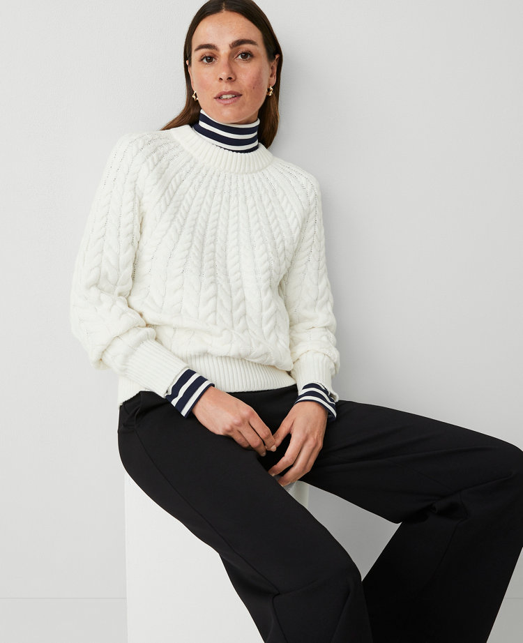 Petite Weekend Collection Cable Chunky Neck Sweater