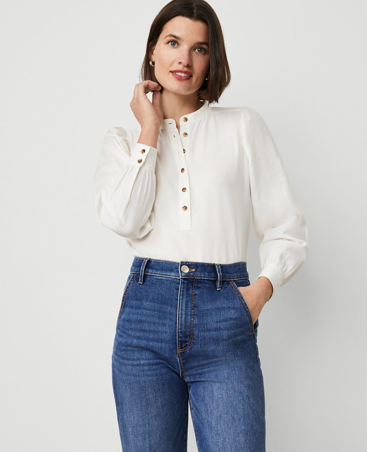 Half-Placket Button Top