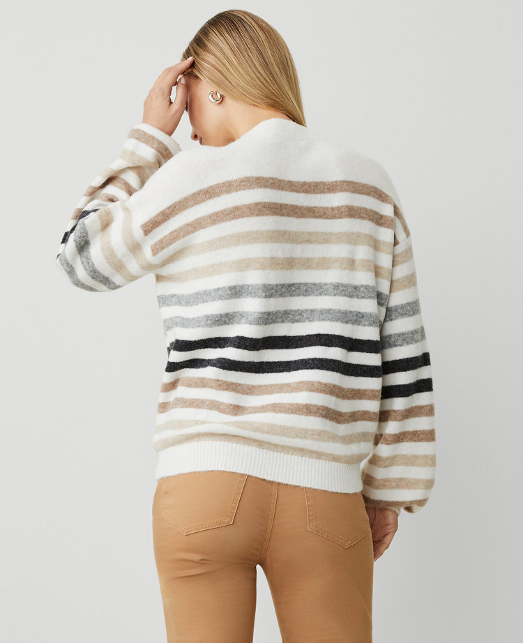 Petite Weekend Collection Multi Stripe Wide Sleeve Sweater