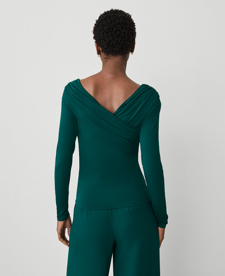 Asymmetric Blouse With Ruched Wavy Placket main image 1