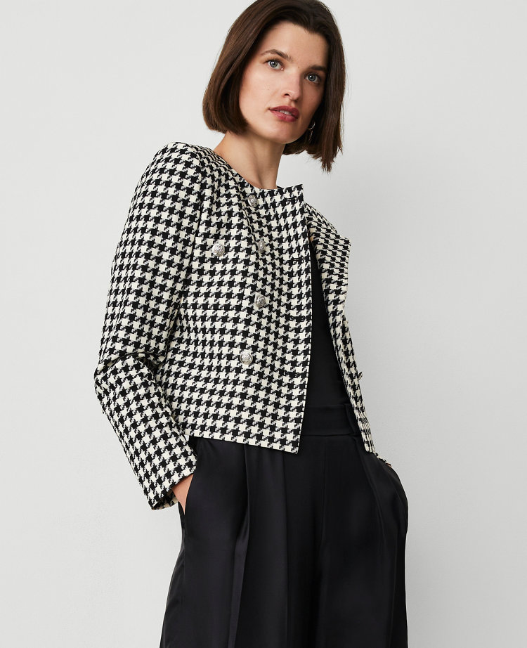 Houndstooth Double-Breasted Jacket