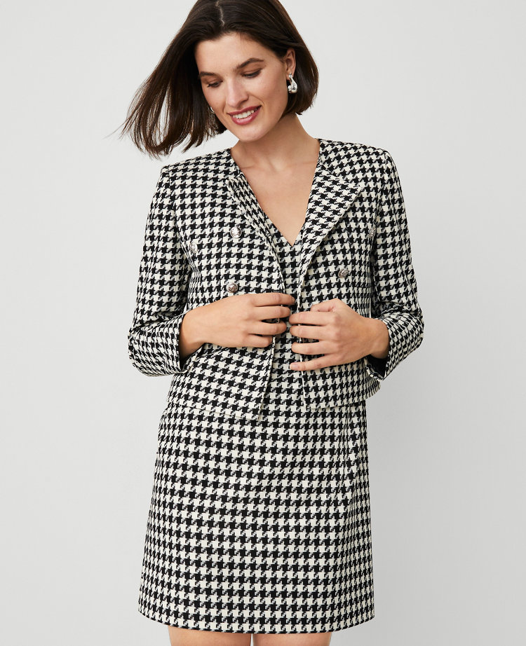 Houndstooth Double-Breasted Jacket