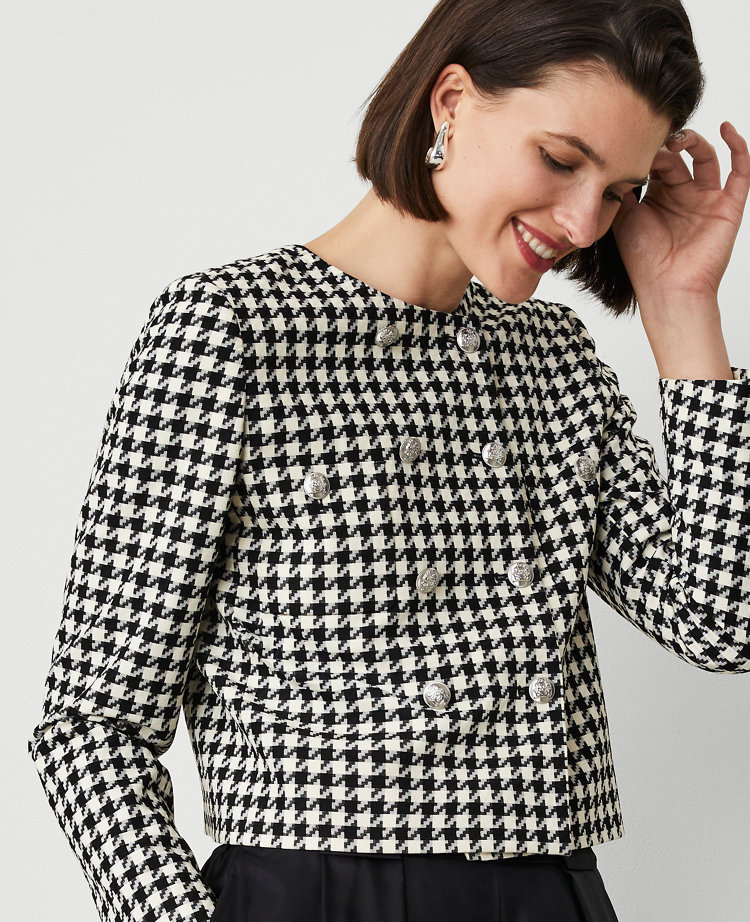 Houndstooth Double-Breasted Jacket