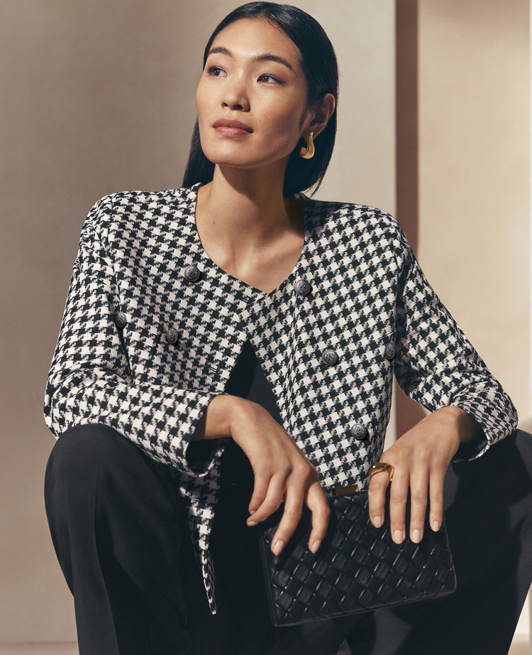 Houndstooth Double-Breasted Jacket