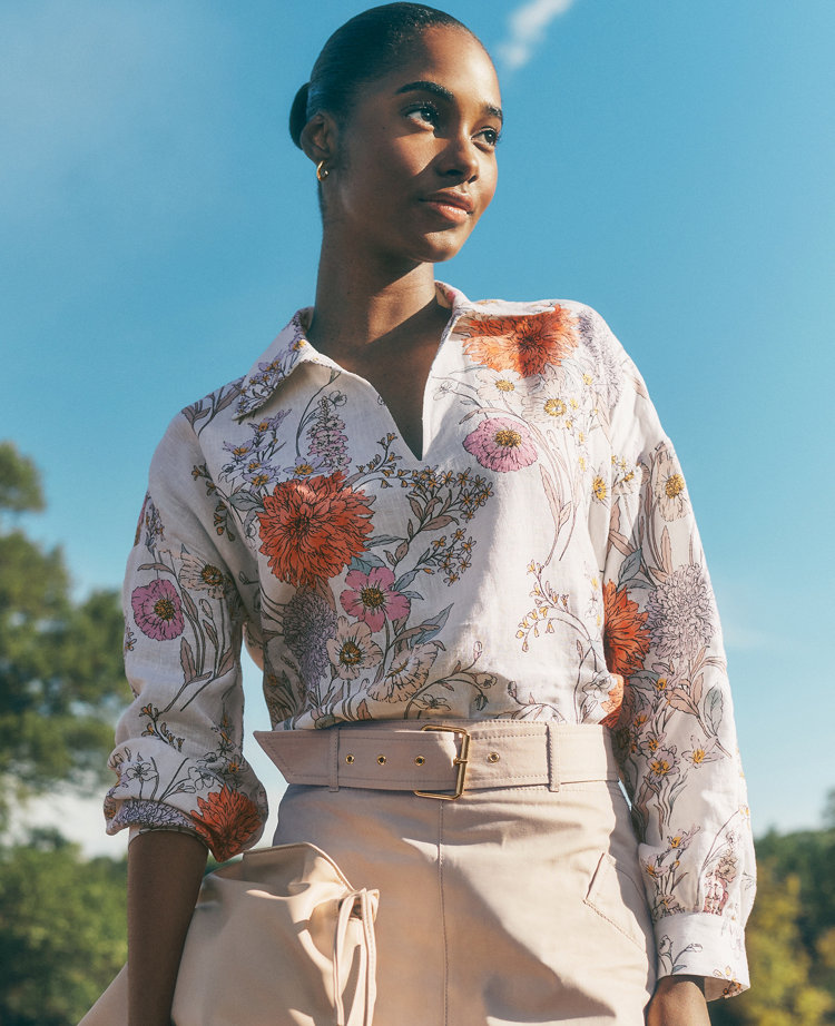 Linen Floral Top