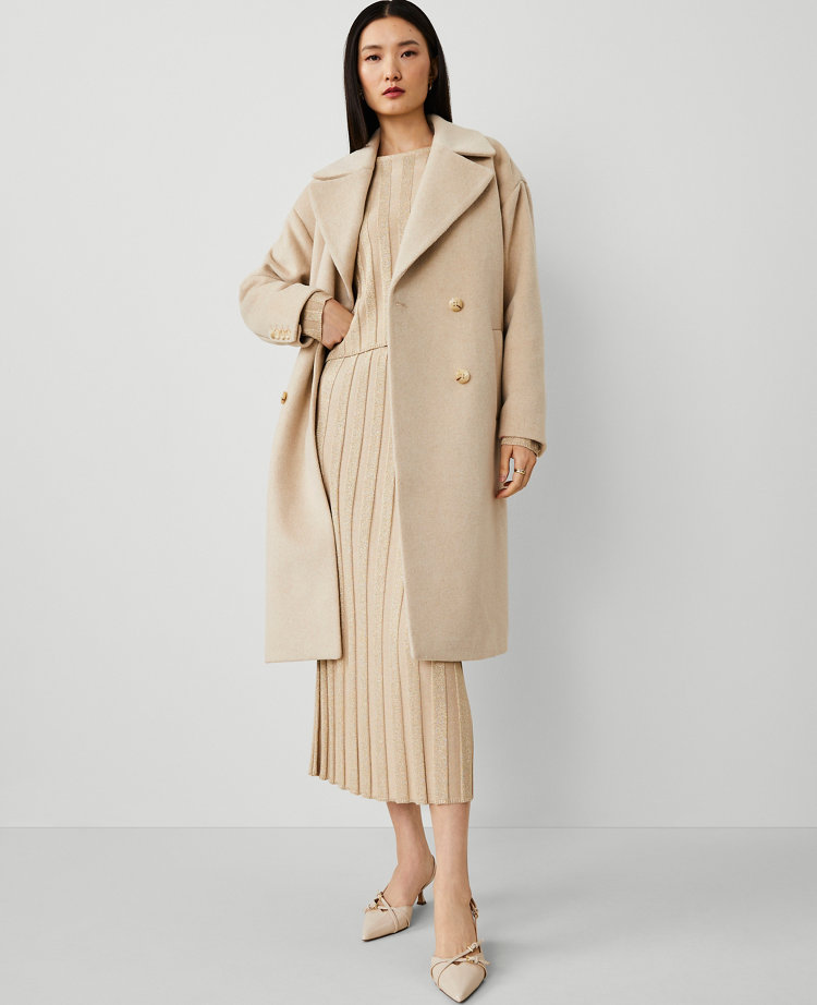 Petite Relaxed Cocoon Double-Breasted Coat