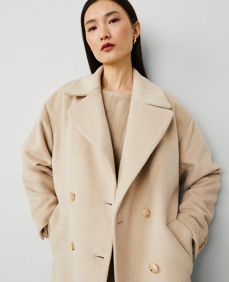 Petite Relaxed Cocoon Double-Breasted Coat