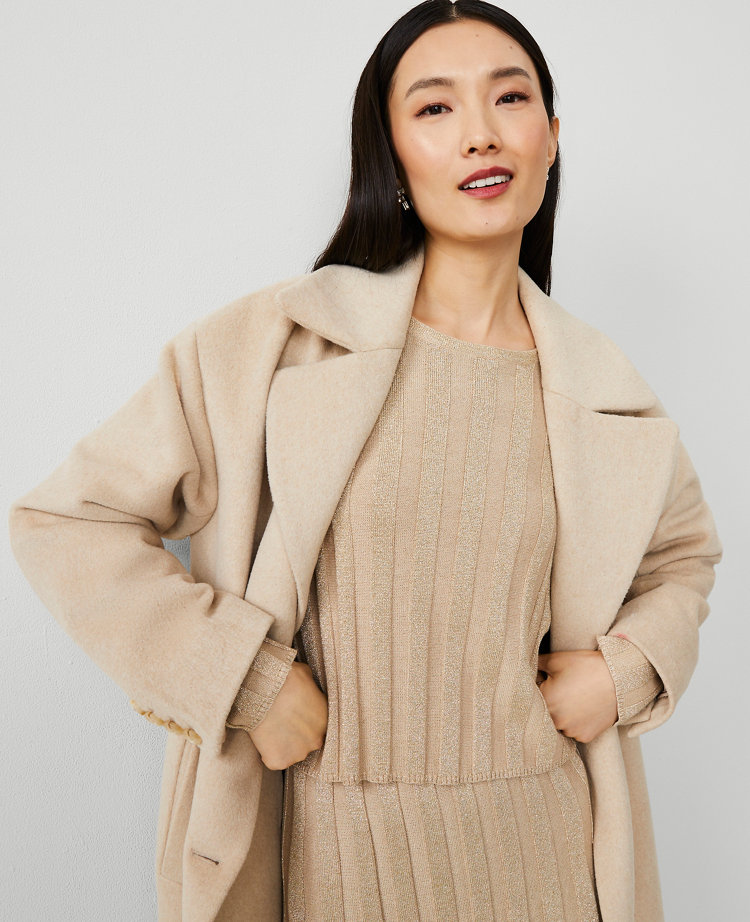 Petite Relaxed Cocoon Double-Breasted Coat