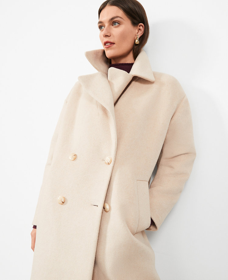 Petite Relaxed Cocoon Double-Breasted Coat