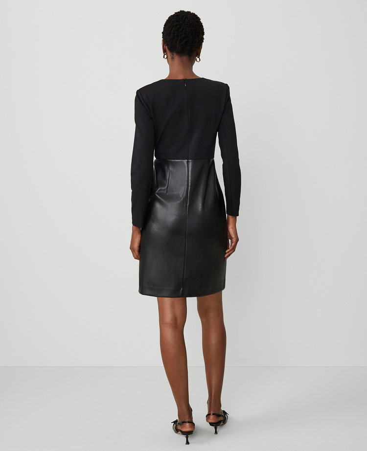 Petite Faux Leather Skirt Dress