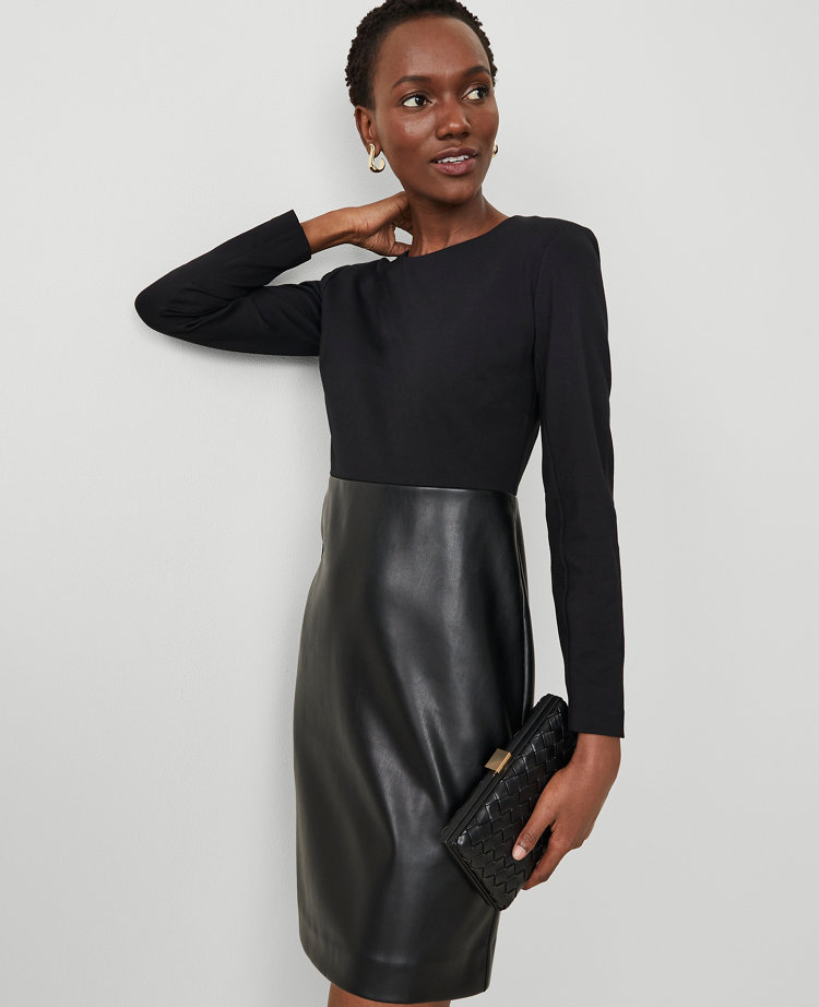 Petite Faux Leather Skirt Dress