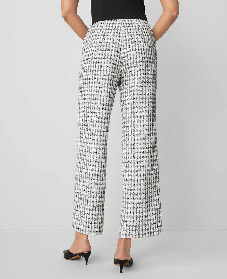 Ann Taylor The Wide-Leg Ankle Pant Tweed White/Black Multi Women's