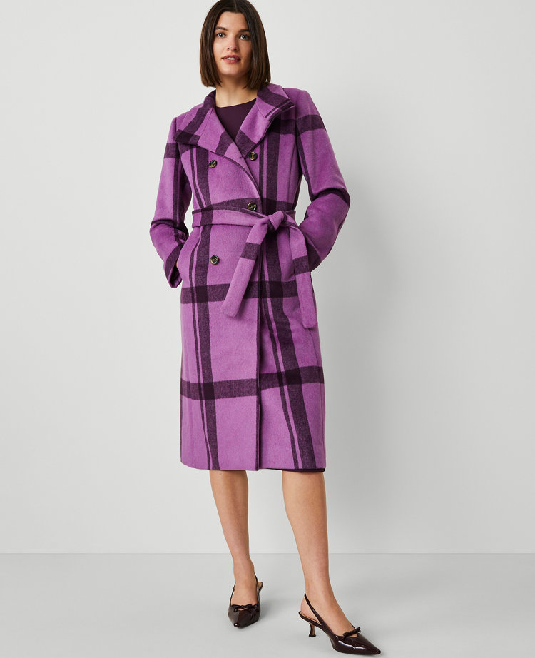 Petite Plaid Double-Breasted Coat