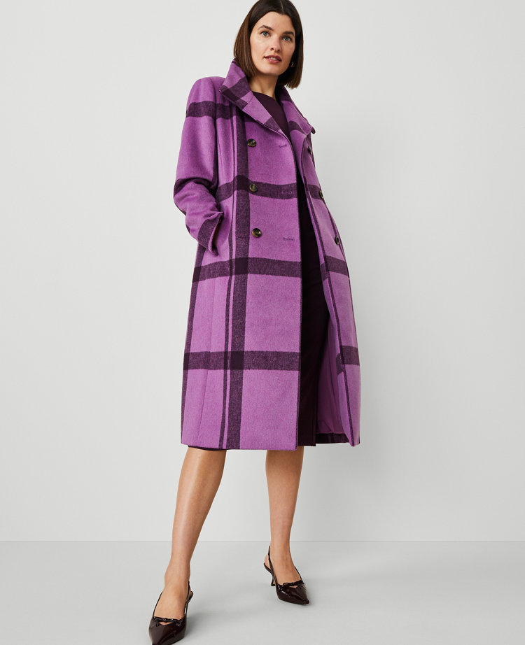 Petite Plaid Double-Breasted Coat