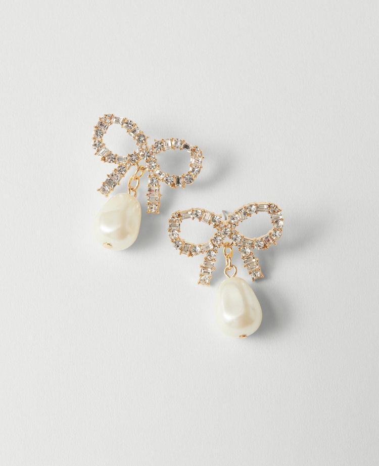 Bow Pearlized Drop Earrings