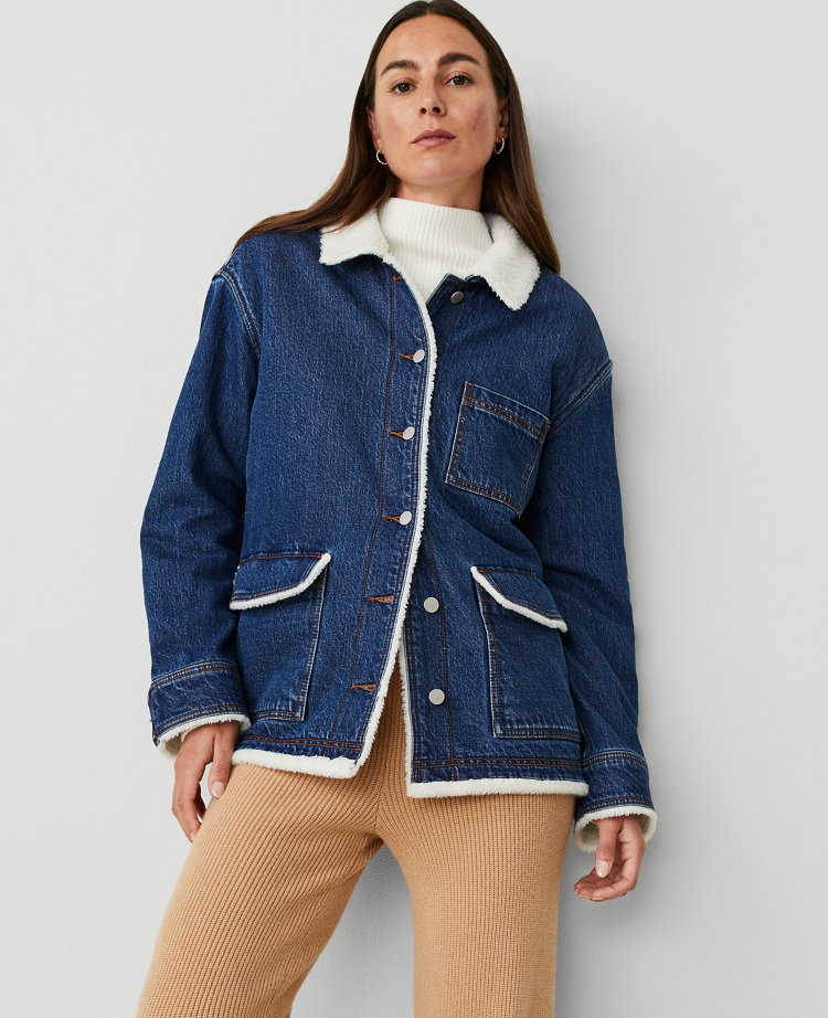 Petite Sherpa Lined Relaxed Carpenter Jacket