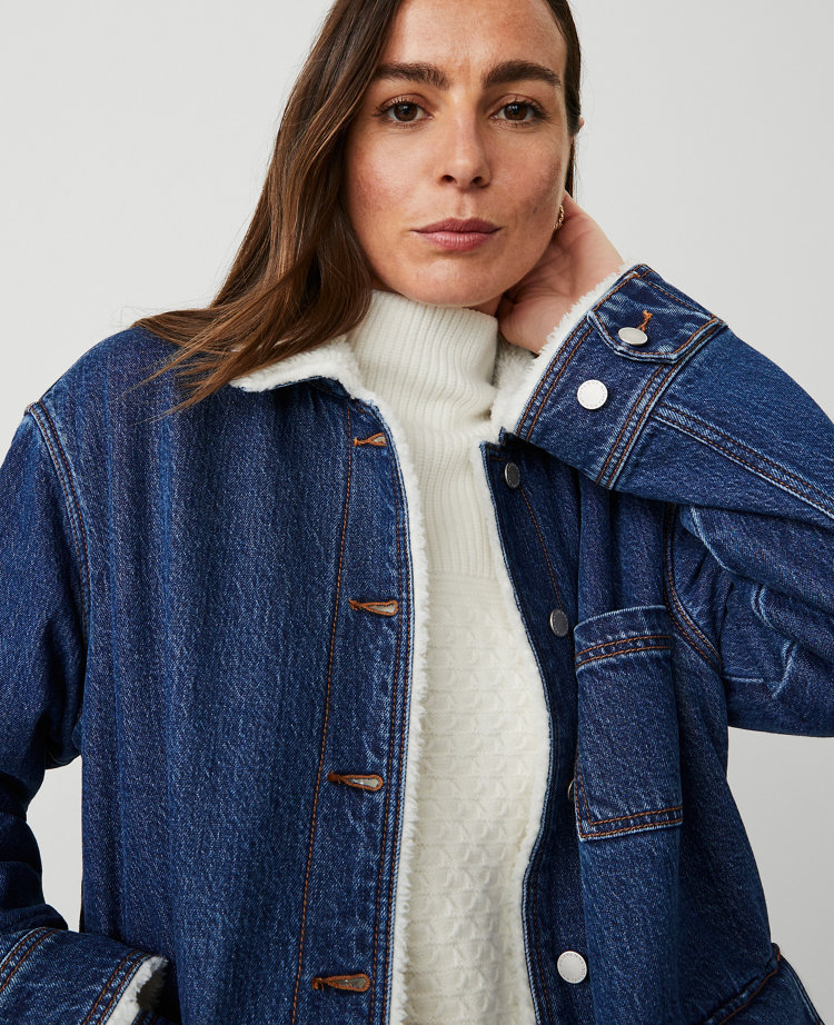 Petite Sherpa Lined Relaxed Carpenter Jacket