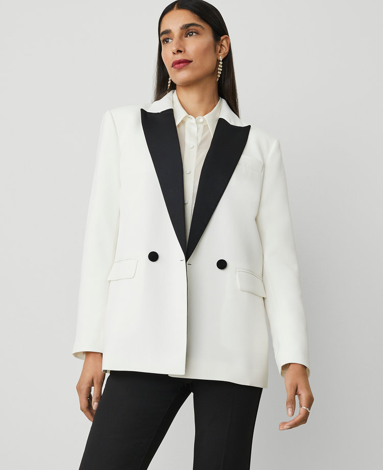 Petite Tuxedo Double-Breasted Blazer