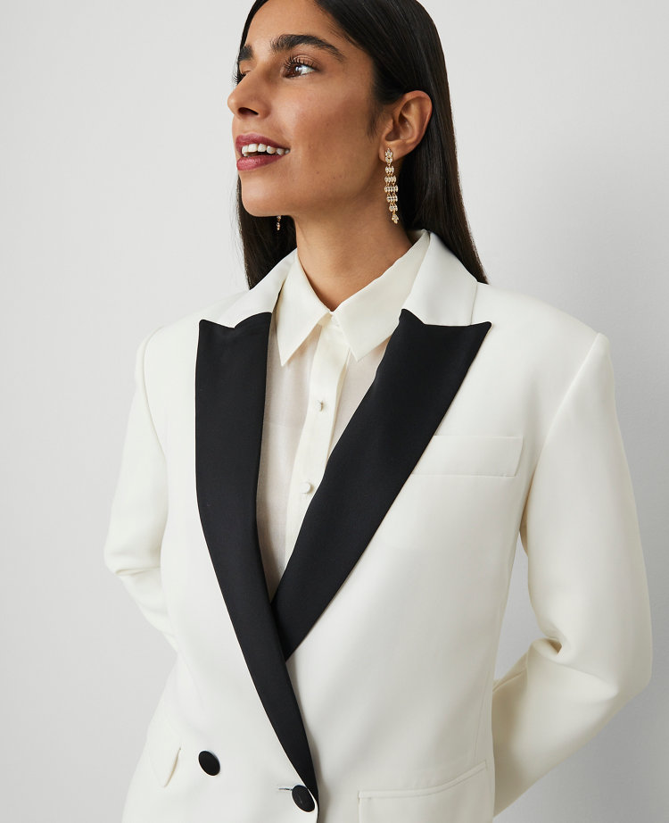 Petite Tuxedo Double-Breasted Blazer