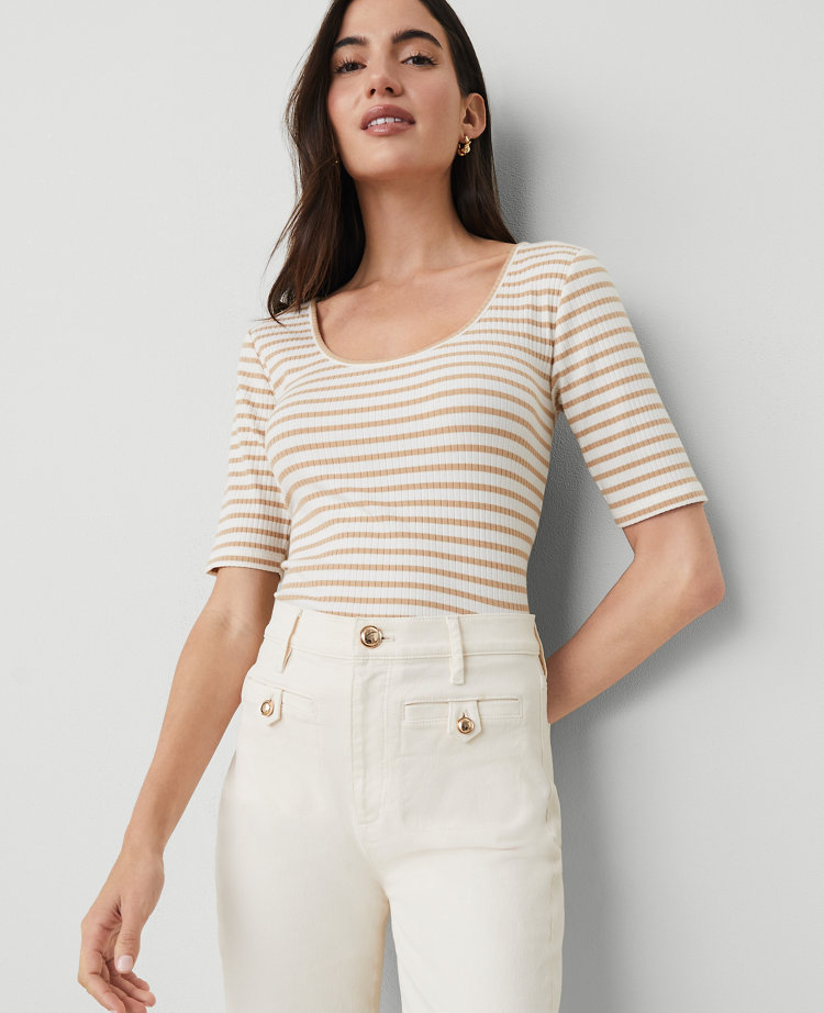 Striped Scoop Neck Tee