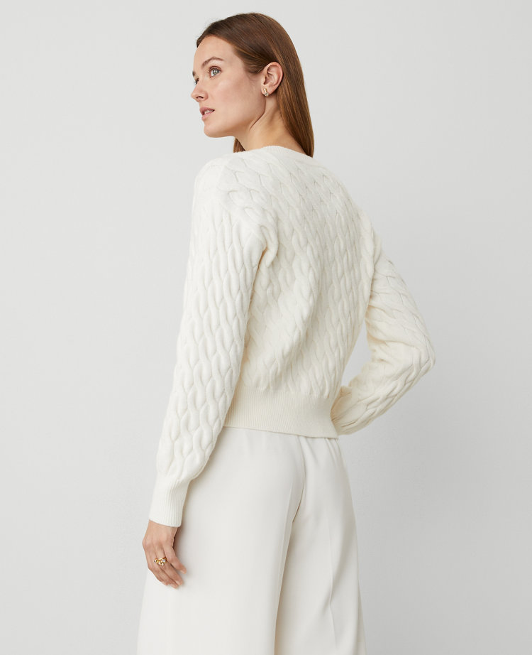 Petite Drop Shoulder Cable Cardigan