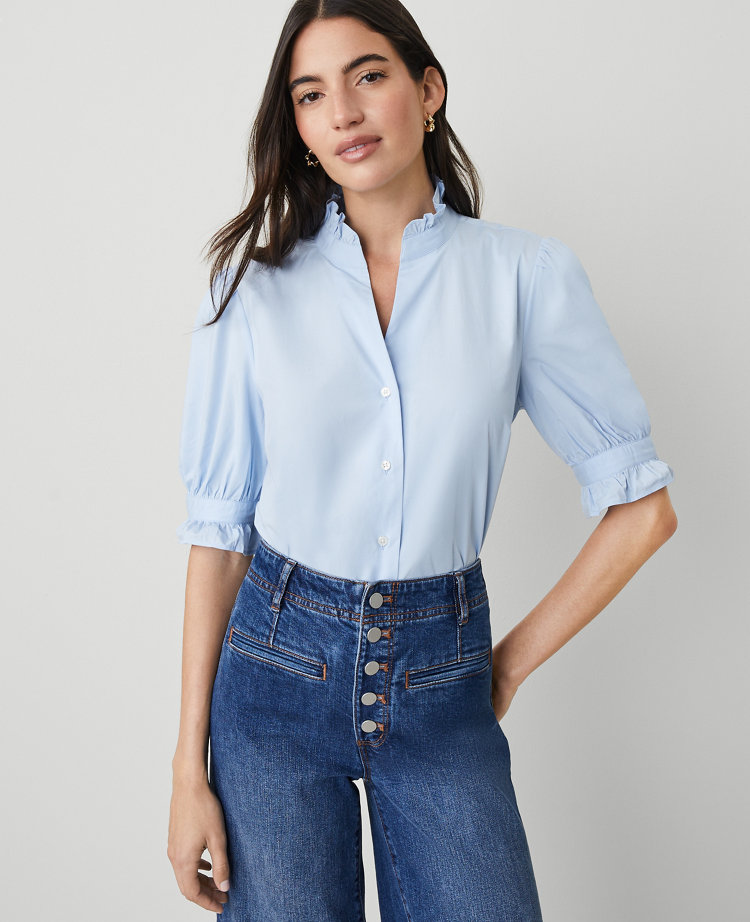 Petite Ruffle Collar Shirt