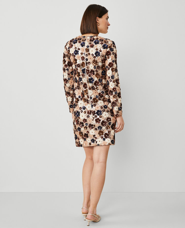 Floral Sequin Shift Dress