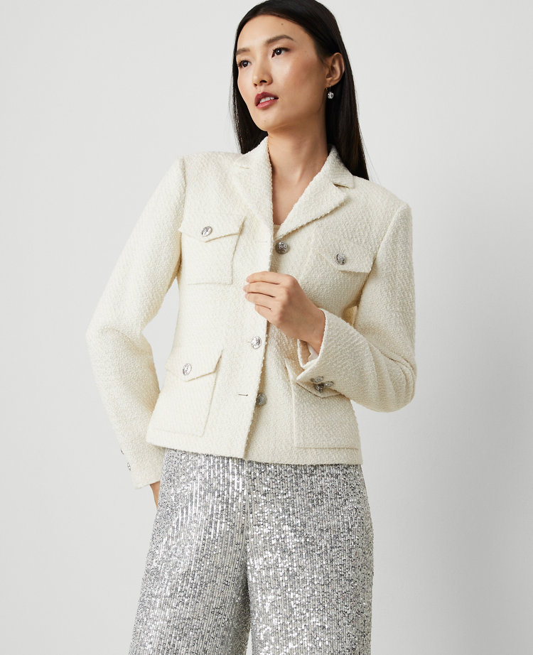 Petite Tweed Military Jacket