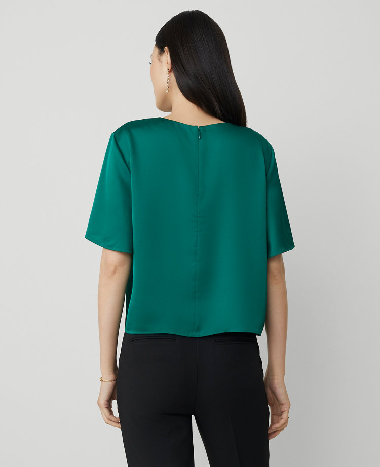 Petite Satin Flutter-Sleeve Tee