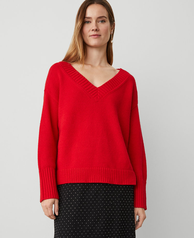 Petite Oversized V-Neck Sweater