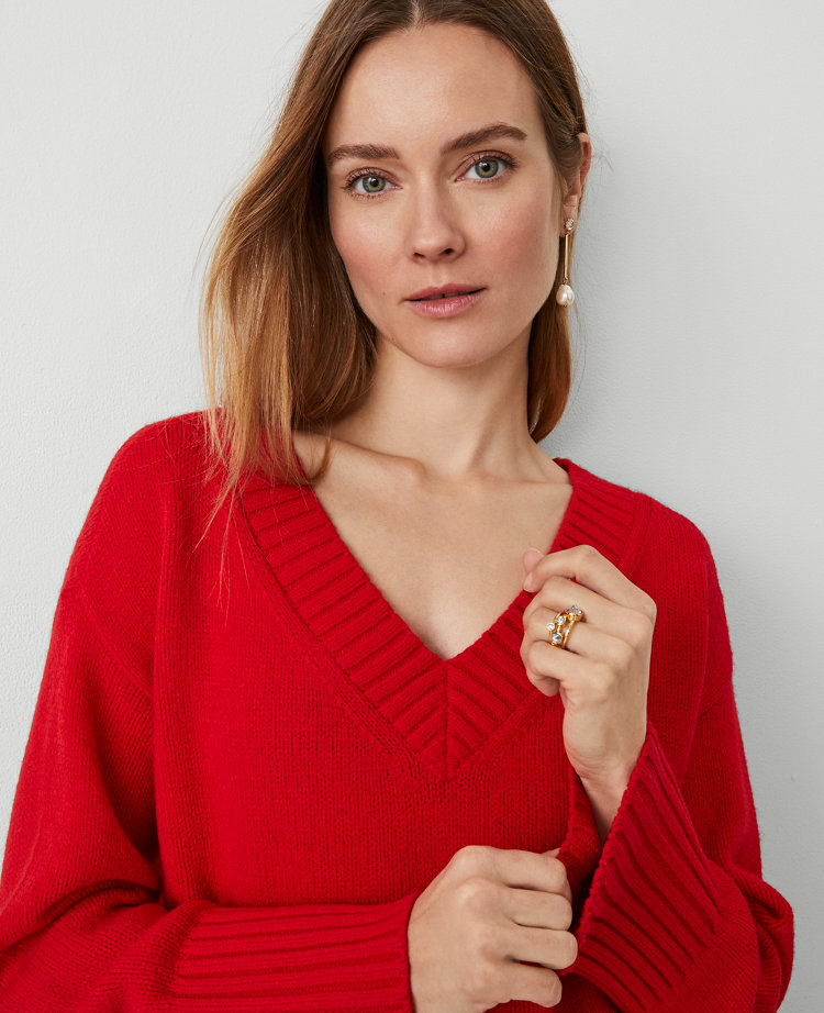 Petite Oversized V-Neck Sweater