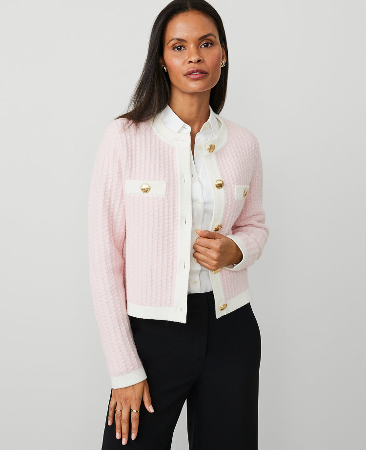 Petite Textured-Stitch Sweater Jacket