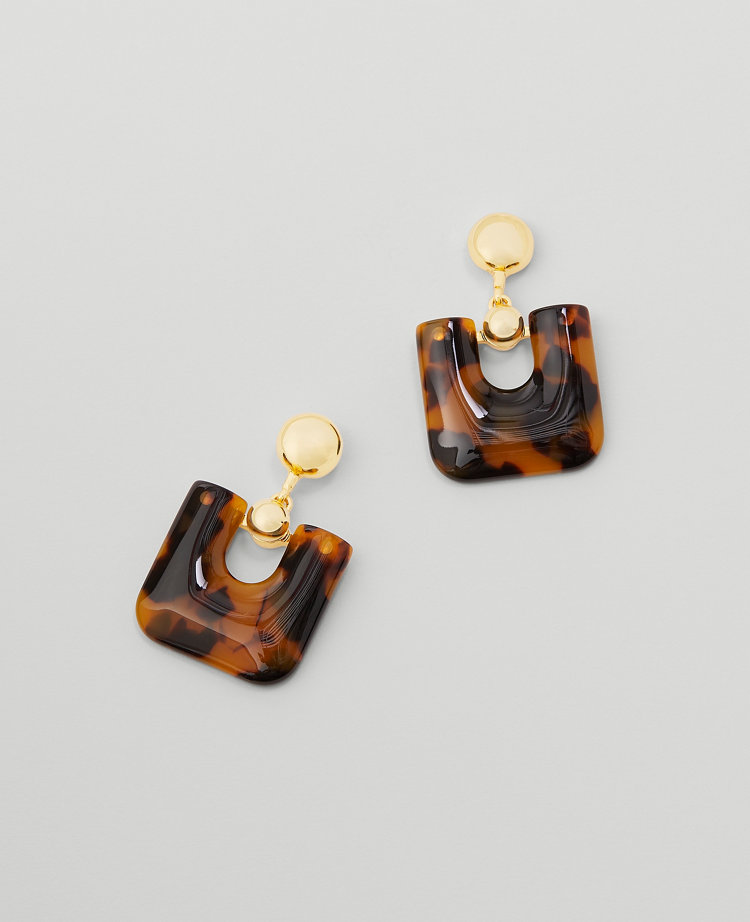 Square Tortoiseshell Print Drop Earrings