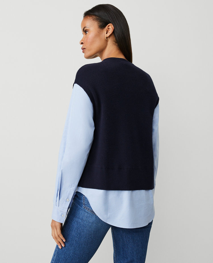 Petite Layered Mixed-Media Sweater