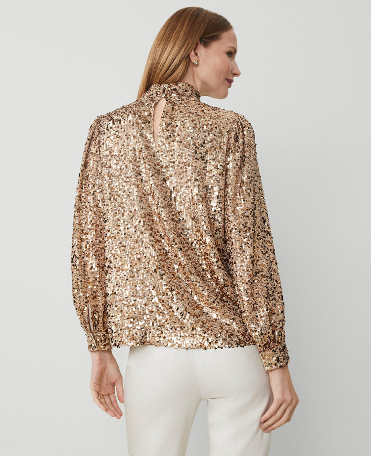 Sequin Mock Neck Top