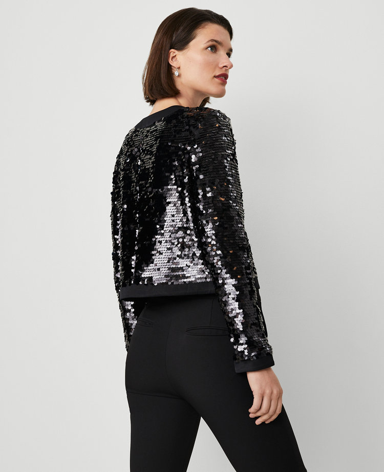 Petite Sequin Crew-Neck Jacket