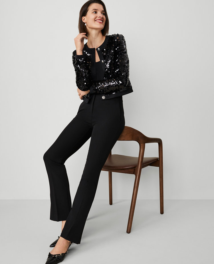 Petite Sequin Crew-Neck Jacket