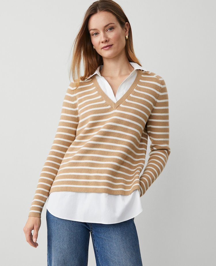 Striped Layered Mixed-Media Sweater