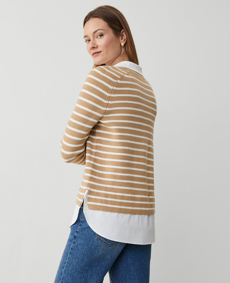 Striped Layered Mixed-Media Sweater