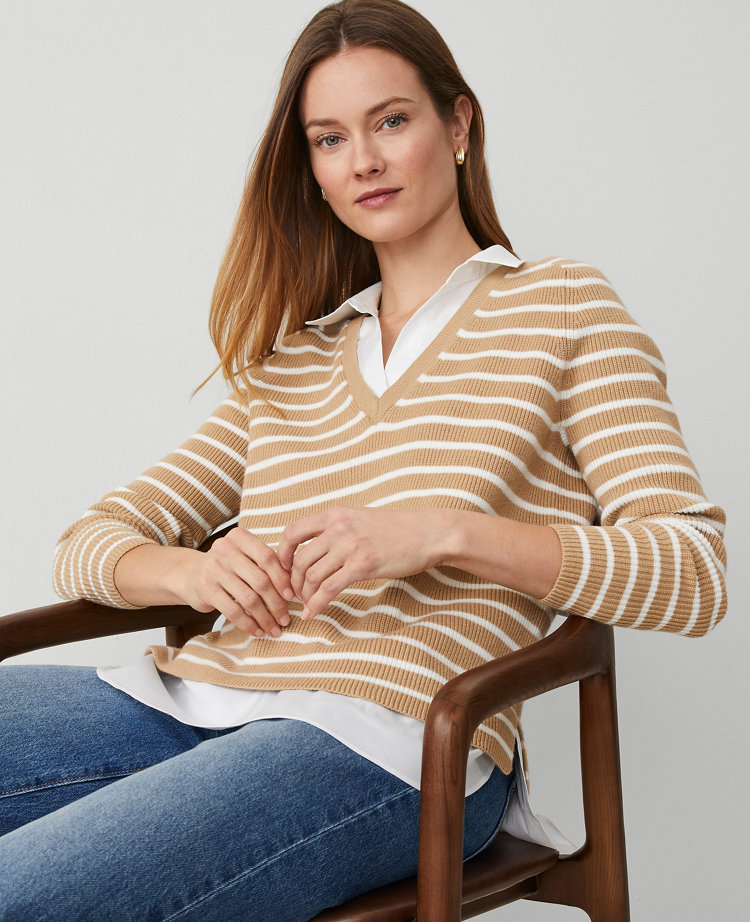 Striped Layered Mixed-Media Sweater