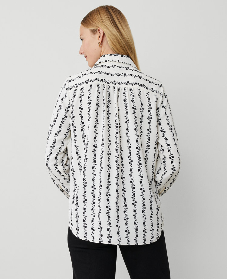 Petite Floral Stripe Camp Shirt