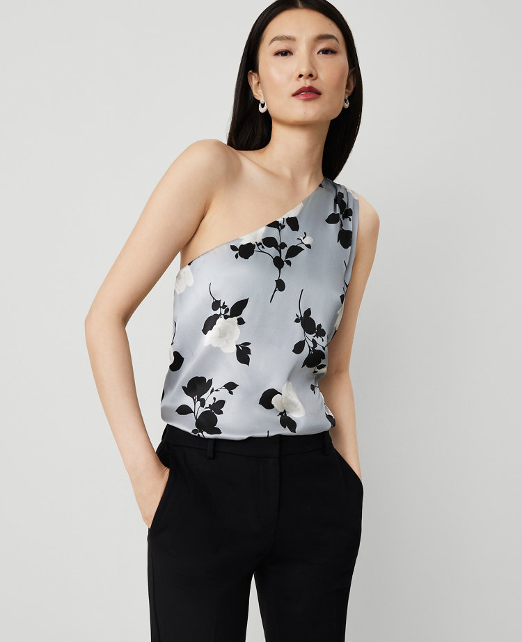 Studio Collection Rose Garden Silk One-Shoulder Top